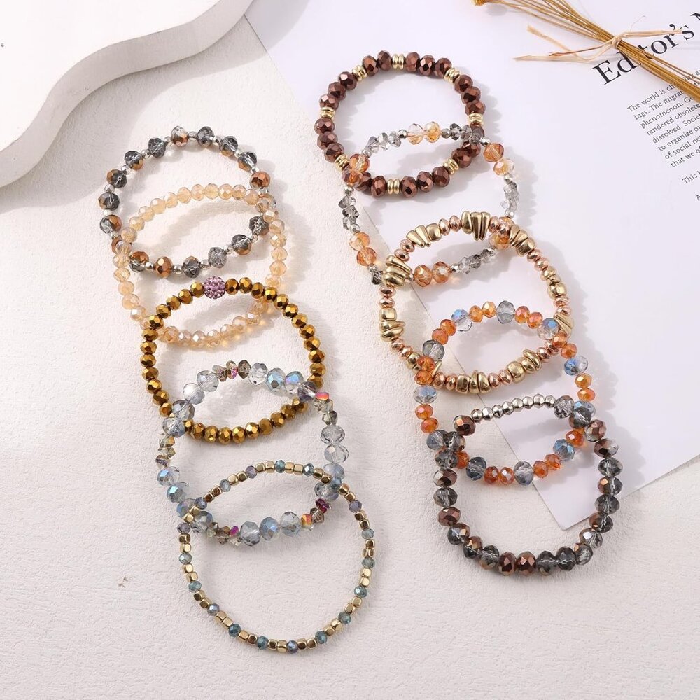 Elastic Multi-Color Beaded Bracelets Set - 6 Vers… - image 7